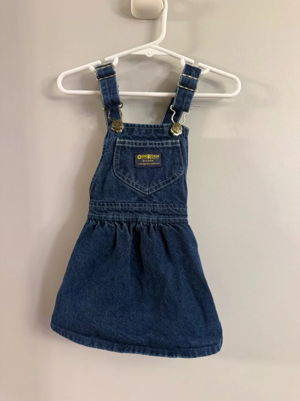 Vintage OshKosh B’Gosh Denim Jumper Dress Toddler Girls Size 2T Made in USA